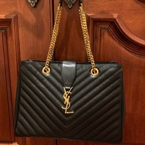 SAINT LAURENT- Chevron Large Monogram Shopping Bag